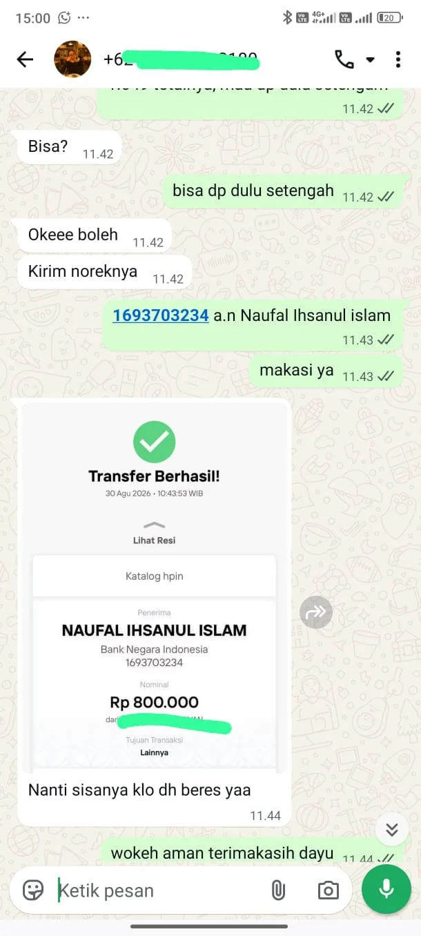 Bukti transfer Katalog HPIN